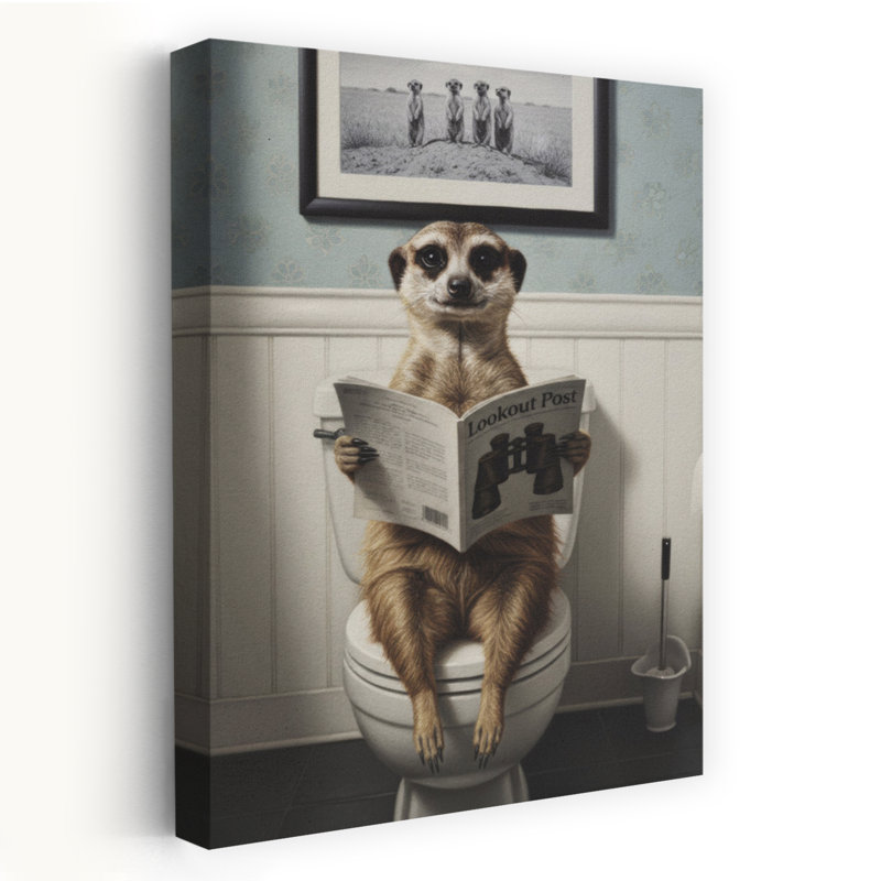 Drôle de suricate lisant un portrait abstrait d'un animal contemporain, H 24 po x l 16 po