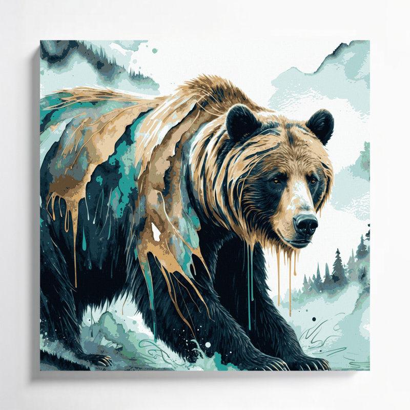 Art animalier sur toile vert, H 12 po x l 12 po