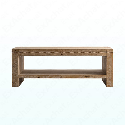47.24" Rustic 2-Tier Rectangle Coffee Table - Solid Wood & MDF Farmhouse Coffee Table With Open Storage Shelf For Living Room/Apartment