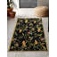 Tapis décoratif moderne multicolore à motif floral noir-81827915