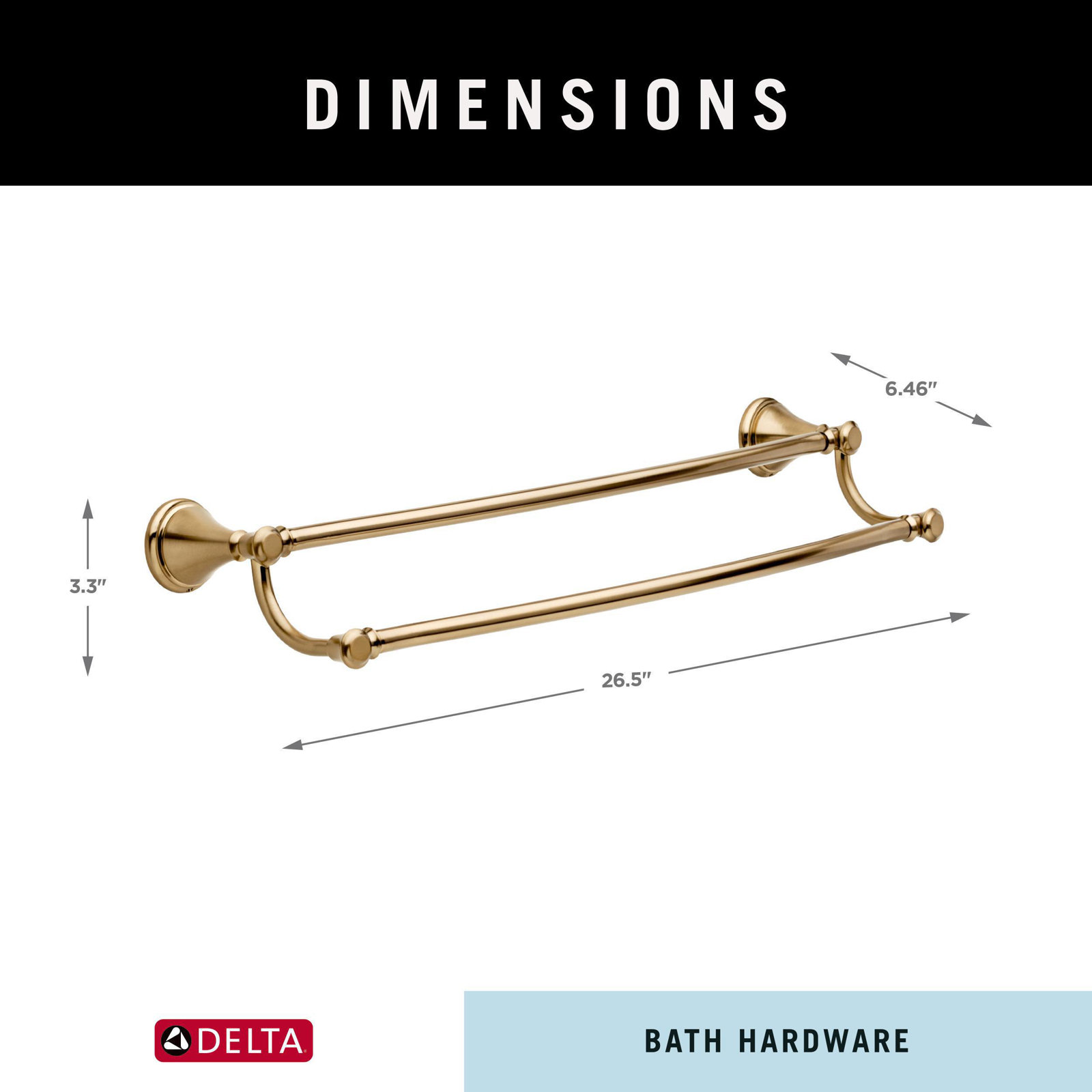 Cassidy™ 24" Double Wall-Mounted Towel Bar, Champagne Bronze