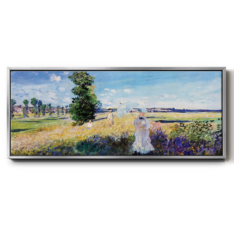 La Promenade, Argenteuil, 1875 - reproduction sur toile flottante, Argent, H 20 po x l 50 po x P 1,5 po