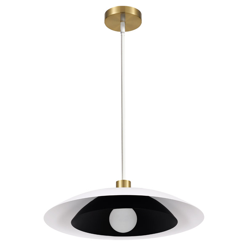 Luminaire suspendu 1 lumière Royston, Blanc mat / noir mat