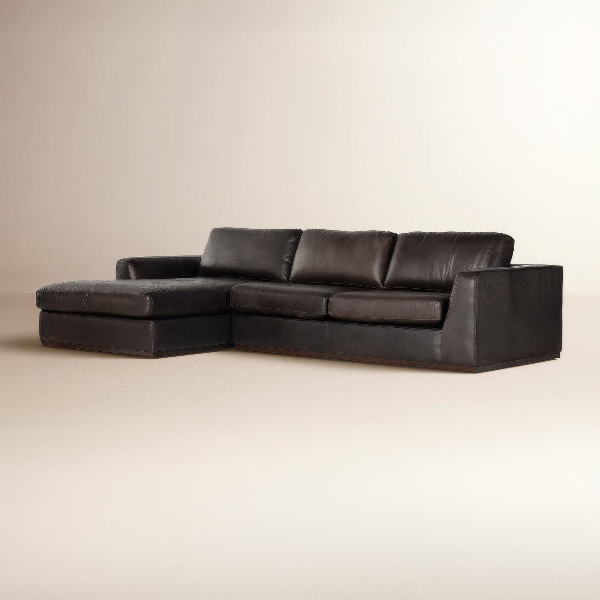 Marah Modular Upholstered Chaise L-Sectional, Heirloom Cigar/Genuine Leather, Left Hand Facing