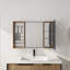 Armoire de toilette 41,3 po avec rangement, armoire à pharmacie murale avec porte miroir, tablettes en verre réglables, contreplaqué