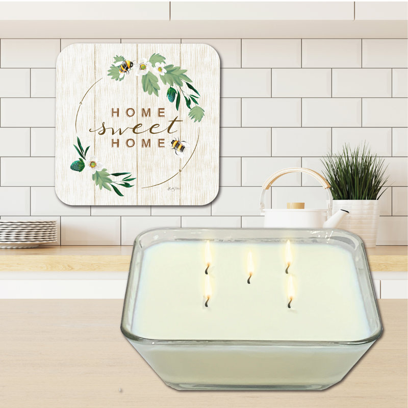  Bougie à la cire de soja 3-en-1 20 oz avec couvercle Art Home Home Sweet Home