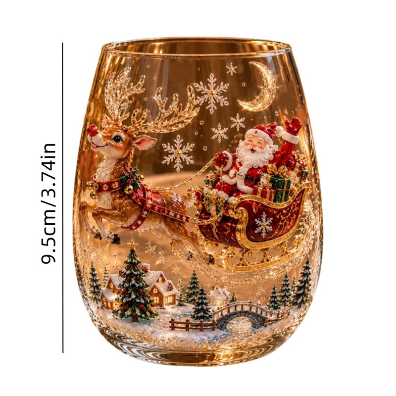 Décorations de Noël Verre à vin sans pied de Noël Porte-bougie transparent pour Noël Décoration de fête