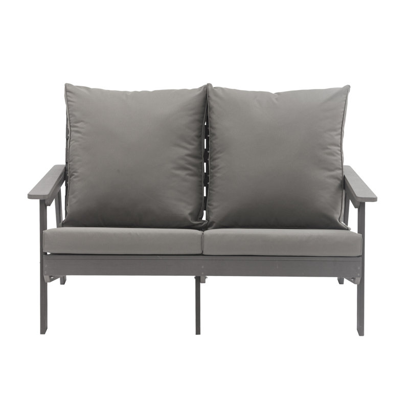 Outdoor Patio 2 - Seater With And Soft Fabric, Weather , Deep Reclining Seat, Wide Rust, Gray, Gray