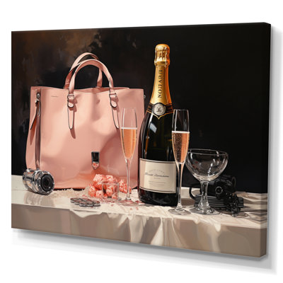 Coral and Black Fashion Bag Champagne - Print