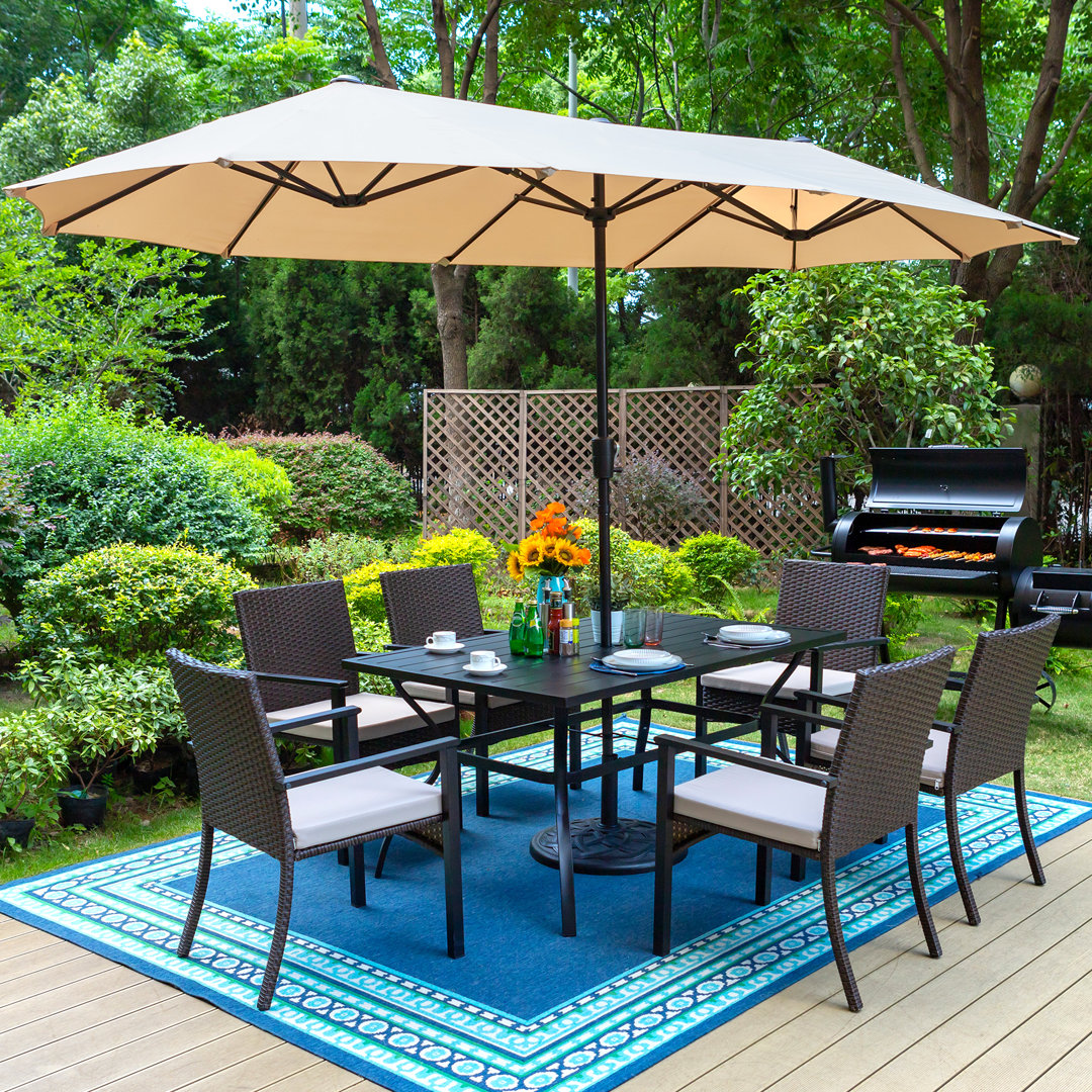 Rectangular 7 - Piece 6 - Person 152.4Cm L Outdoor Table Set