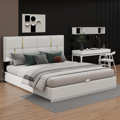 Luxurious 2-Piece Queen Bedroom Set With Upholstered Platform Bed And Hydraulic Storage