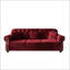 Canapé en velours de style Mid-Century moderne avec garniture cloutée, accoudoirs roulés et capitonnage à boutons, comprend 3 coussins pour plus de confort