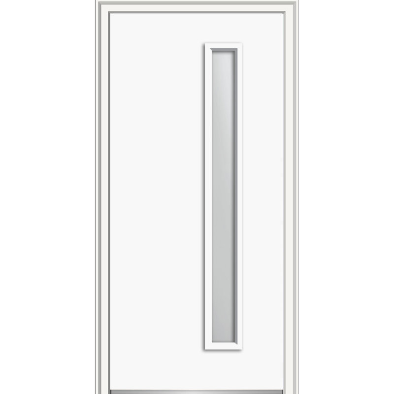 Porte d'entrée pré-suspendue en acier peint 1 lumière, S'ouvre à gauche vers l'intérieur, H 80 po x l 30 po x P 1,75 po