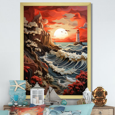 «Coastal Seaside Harmony Papercut», reproduction sur toile