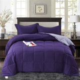 3pc Comforter Set - All Season Reversible Down Alternative Comforter with Two Shams - Breathable, Soft, Fluffy
