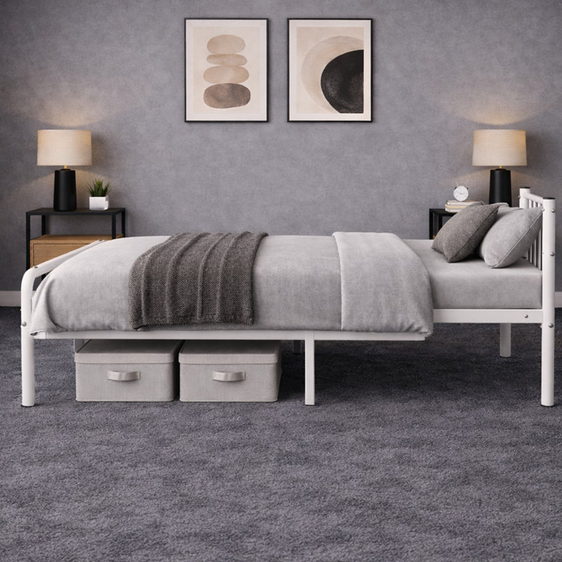 Mahim Metal Bed, Single (3'), White