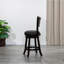 Tabouret pivotant à dossier à lattes de 24 po de hauteur comptoir, finition espresso, siège en tissu gris anthracite-1996414231-1996414226
