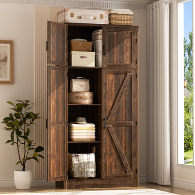 71” Storage Cabinet With Adjustable Shelves And Barn Doors