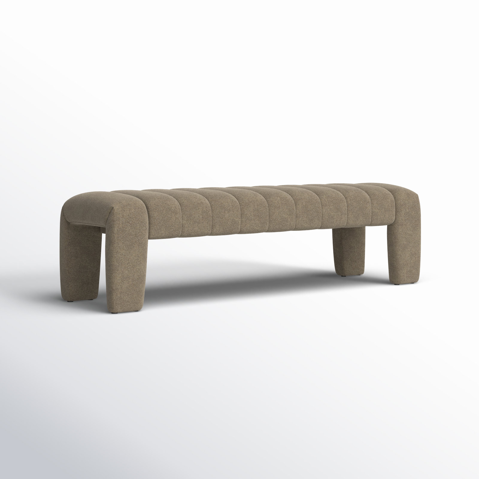 Gliese 63" Velvet Bedroom Bench, Taupe Boucle