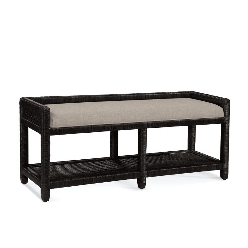 Banc de rangement Silvio Glinda, Noir antique, Tissu beige performant - 0851-73