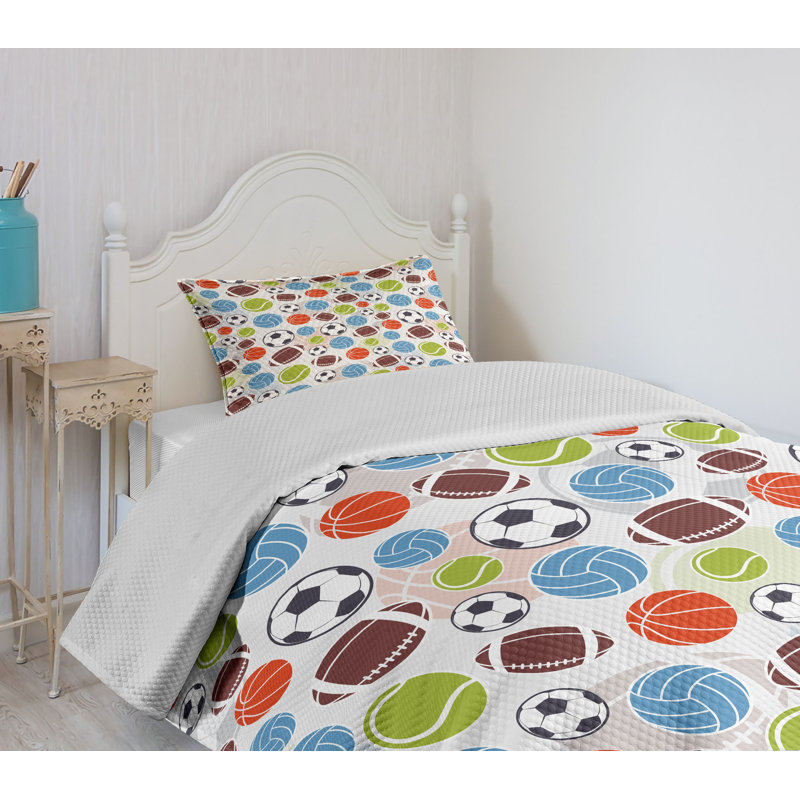 White Twin Polyester Bedspread Set with Pillow Sham