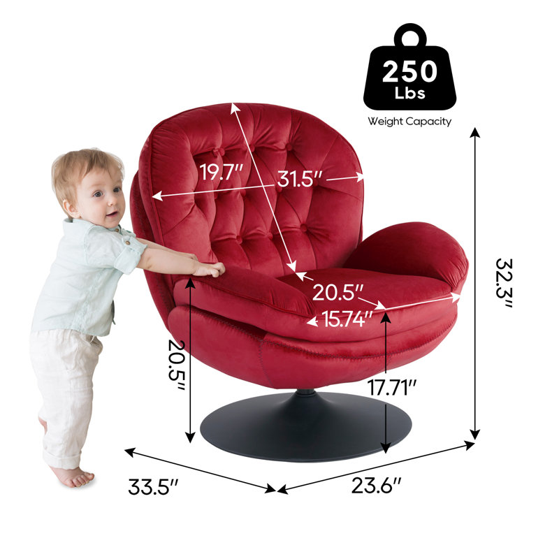 Zenon Velvet Swivel Accent Chair with Ottoman, Fuchsia Velvet