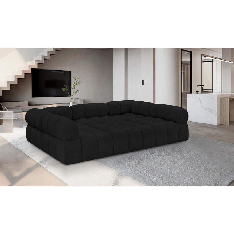 Canapé modulaire 102 po Ames, Tissu bouclé noir