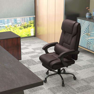 High Back Vibration Massage Office Chair With 6 Points, Hight Adjustable Computer Desk Chair, Reclining Office Chair With Retractable Footrest And Rem by Orren Ellis