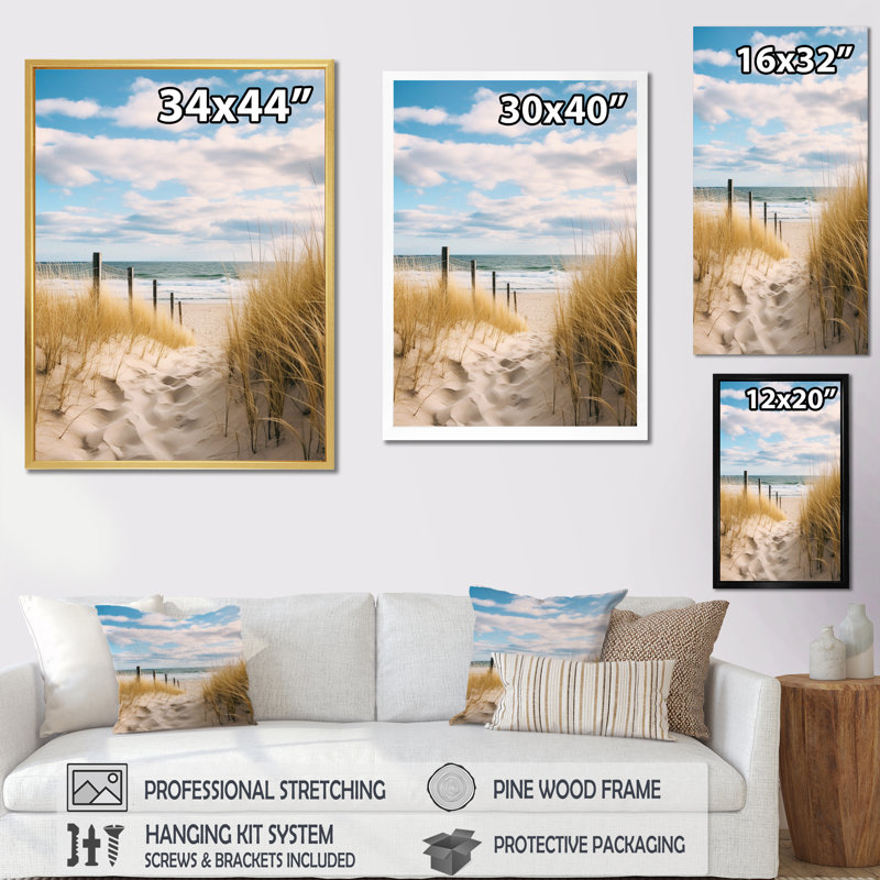 Mytsyk Path To The Beach V - Coastal Beach Sand, art mural encadré, H 44 po x l 34 po x P 1,5 po