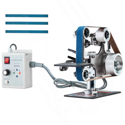Belt Grinder Sander, 30 X 1-Inch Variable Speed Belt Polisher With VFD, 550W Polishing Grinding Machine With 2 Grinding Moulds & 3PCS Sanding Belts For Metalworking, Knife Making
