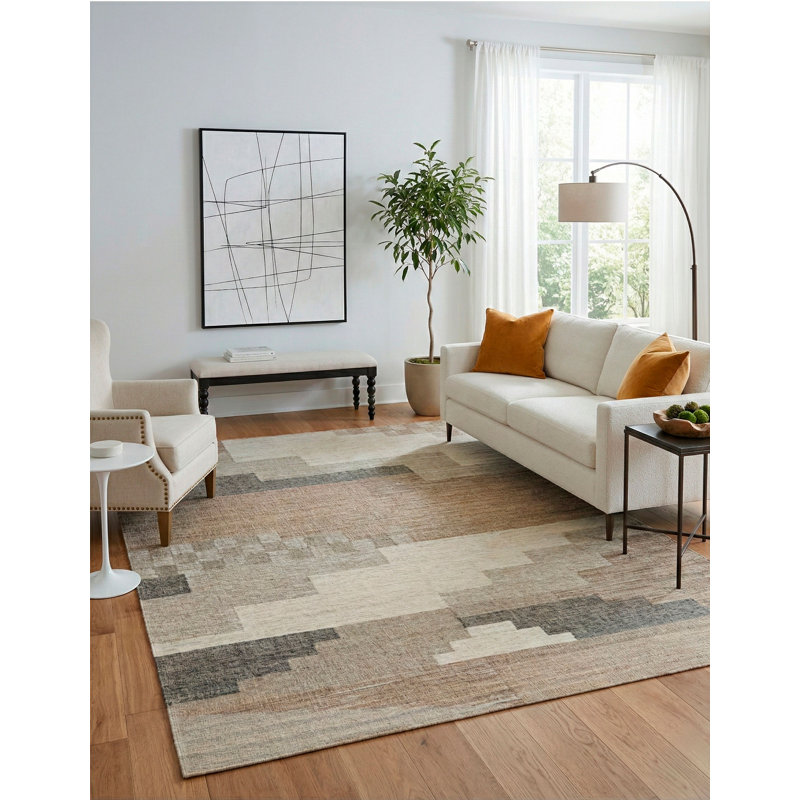 Tapis rectangulaire Aquila en naturel / gris / ivoire, Rectangle 9 pi x 12 pi