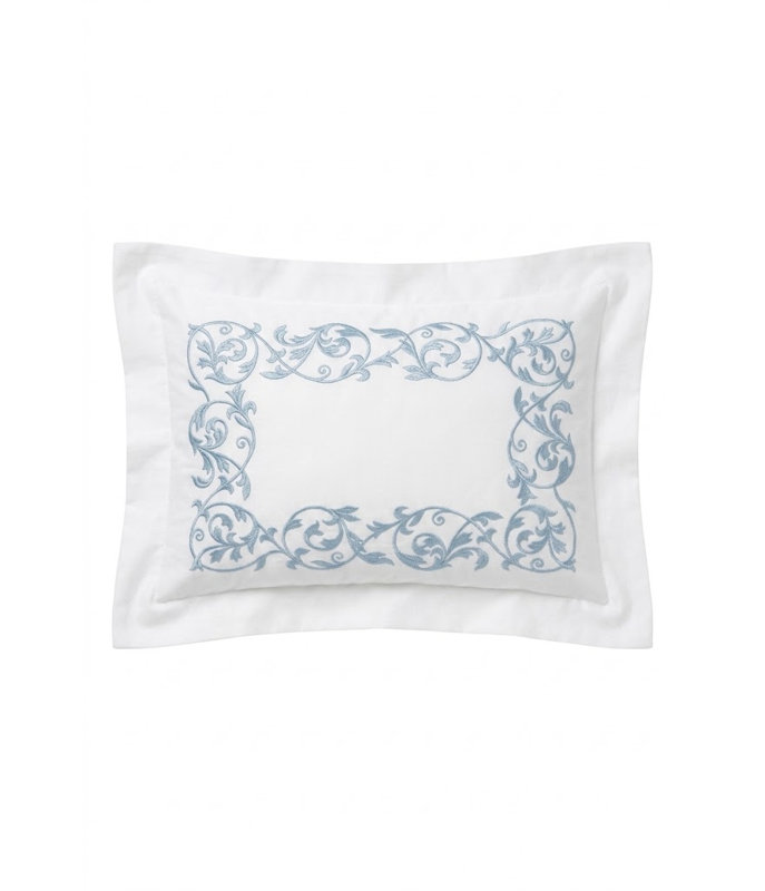 Ramages Embroidery by DEA 100% Cotton Sham, Standard, Acqua