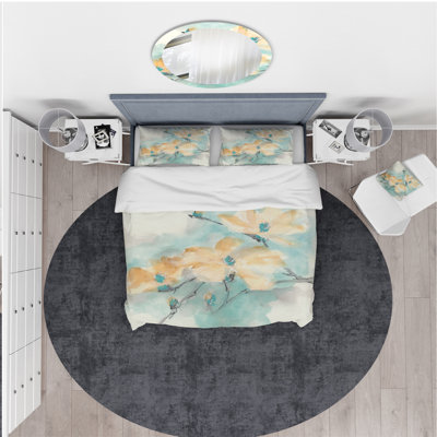 Teal Buds II - Ensemble de housse de couette Cabin & Lodge - Microfibre de polyester
