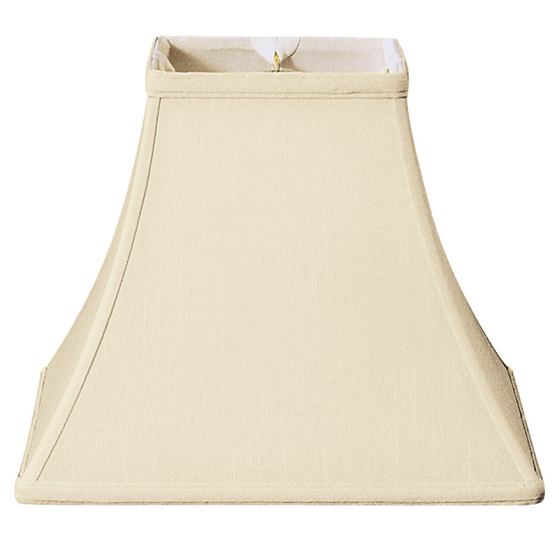 Abat-jour cloche en soie / shantung (araignée), Beige/Or, H 11,5 po x l 14 po x P 14 po