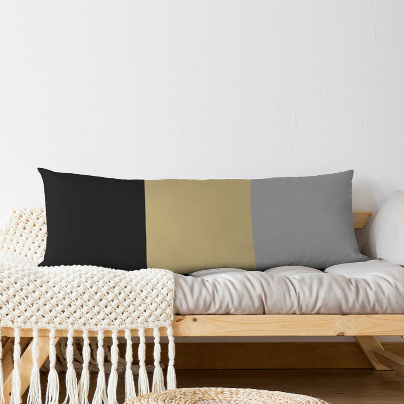 Abel Polyester Medium Pillow, Black/Gold/Gray