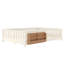 Lit de sol en bois de pin Faryn Montessori avec bibliothèque intégrée et garde-corps de sécurité-126227781-126227775