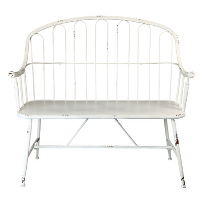 Metal 45 in. White Cottage Garden Bench