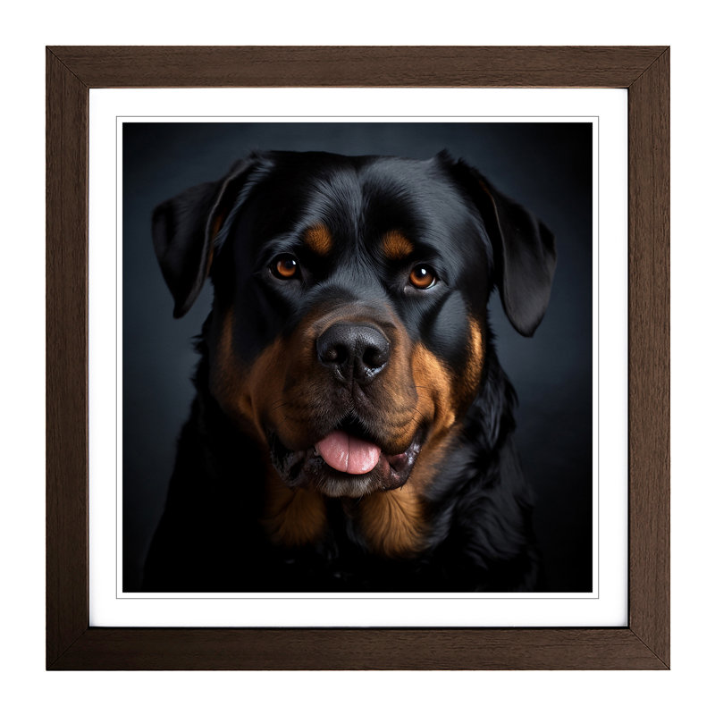 Rottweiler Precisionism - Single Picture Frame Print on Wood, Walnut