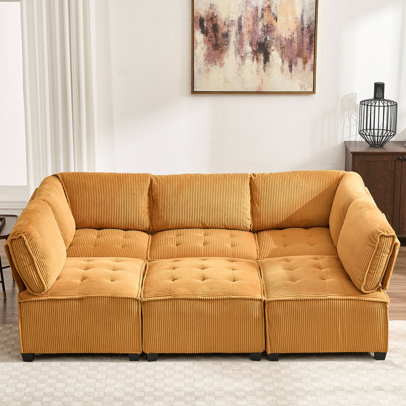 Canapé modulaire de luxe, canapé modulaire à 6 places, revêtement lisse et assise stable en forme de U pour le salon, structure portante robuste en matériau moelleux