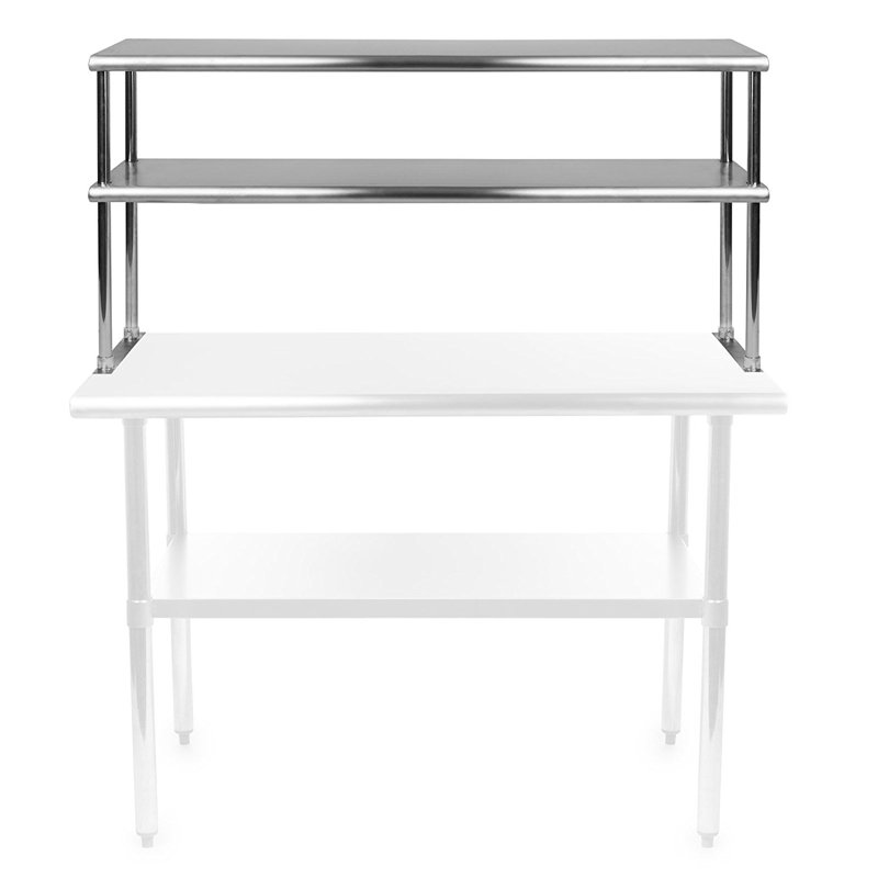 Étagère double à niveaux Commercia en acier inoxydable robuste, 35,6 cm (L) x 183 cm (P), H 32 po x l 72 po x P 14 po