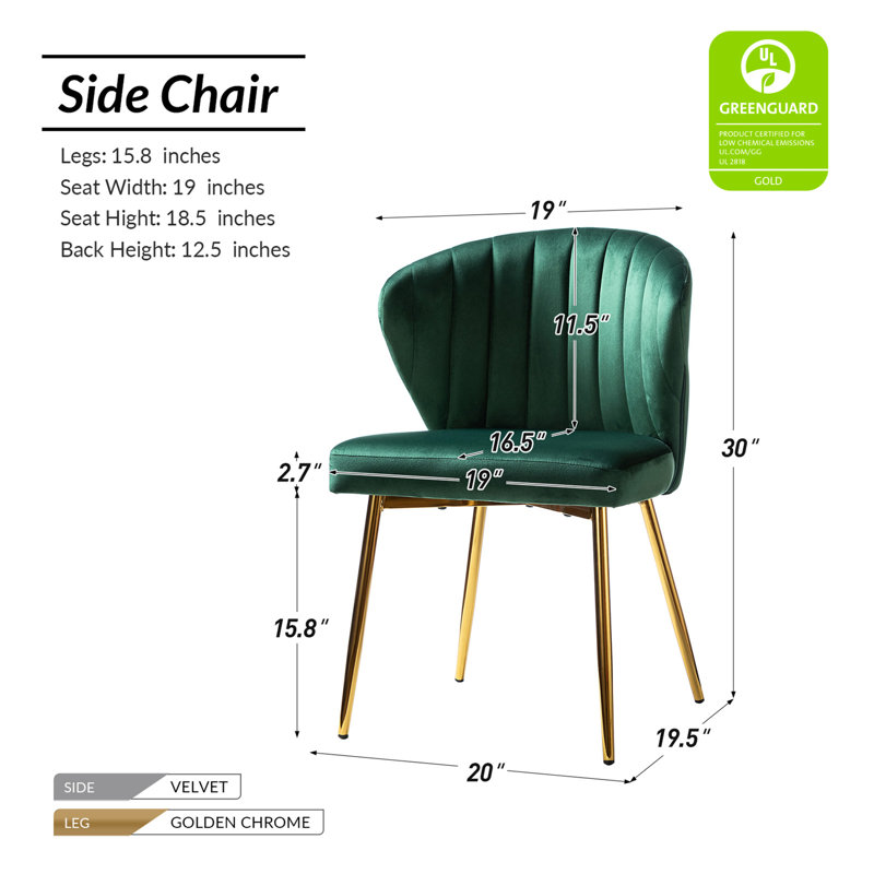 Euclid Modern Tufted Velvet Wingback Dining Chair, Green Velvet