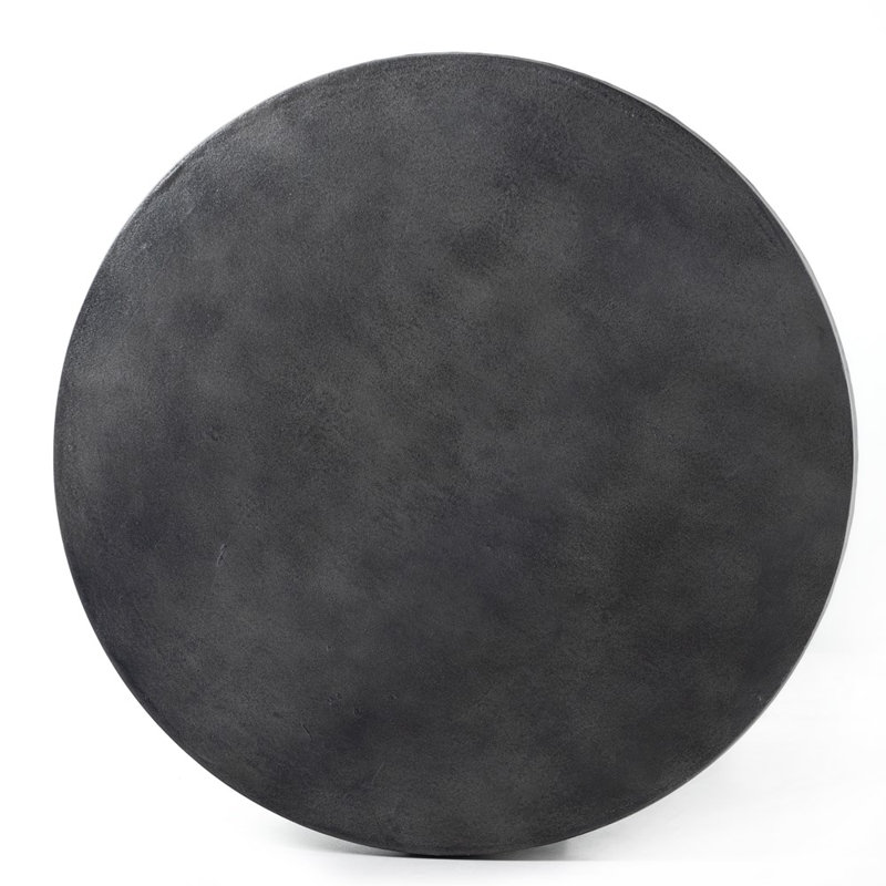 Basil Outdoor Round Side Table, Aged Gray