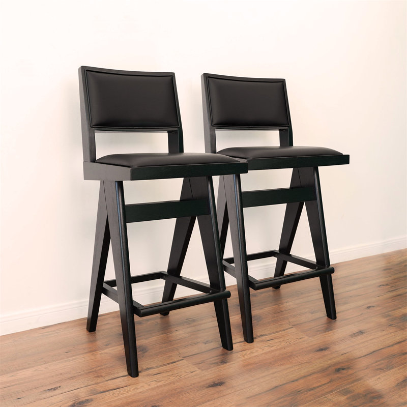 Tabouret de bar Keira en polyuréthane noir (ensemble de 2)
