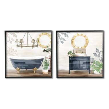 Stupell Industries Manatee Sea Life Swimming Bathtub Bathroom Painting Floating Framed Wall Art, Design by Ziwei Li