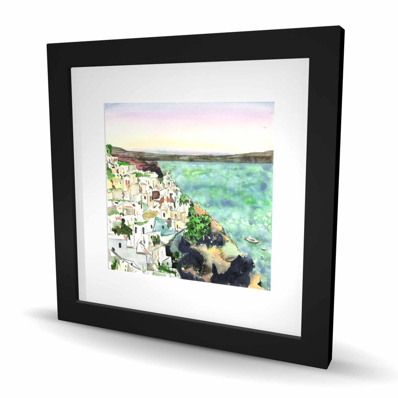 Paysage de Crète - reproduction encadrée mate pour la décoration intérieure, H 16 po x l 16 po, Noir