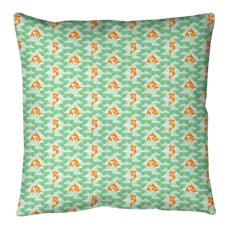 Housse de coussin en polyester Katelyn Elizabeth, 16 po x 1 po, Pas de bourre, Sarcelle / orange