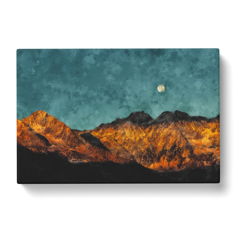 Moon Over South Tyrol In Italy - Wrapped Canvas Painting, 50cm H x 76cm W x 3cm D