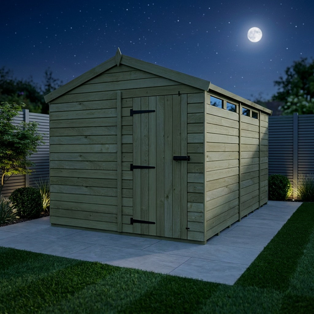 Total Sheds 8ft x 15ft Security Apex Shed - Heavy-Duty Hasp Staple Anti-Tamper - Pressure Treated Timber - UK Manufactured