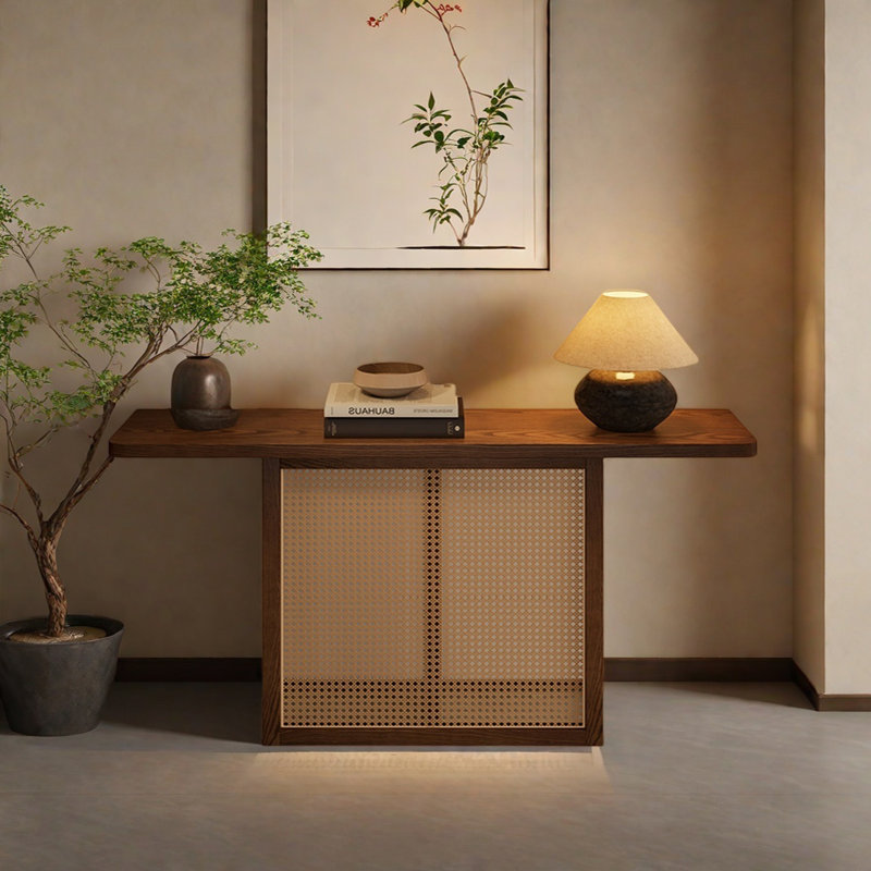 Modern Minimalist Solid Wood Console Table, 29.53" H x 62.99" W x 11.81" D