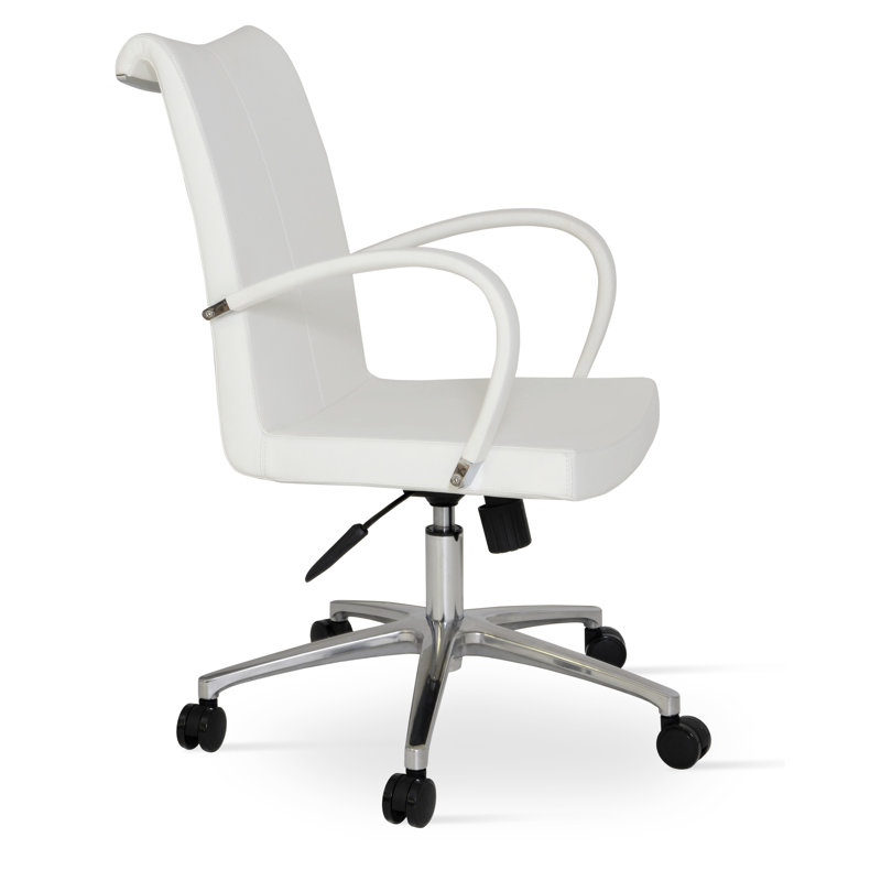 Chaise de travail Tulip, Gris foncé, Similicuir noir